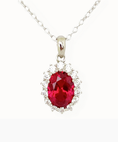 Collana con Pendente Royal con zircone rosso